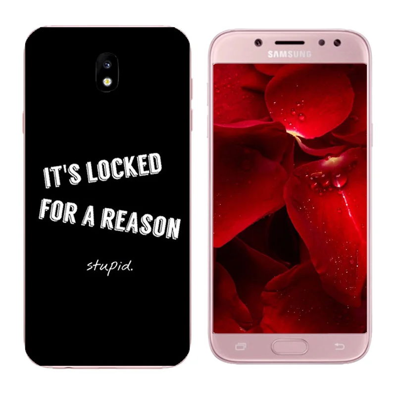 Чехол для Samsung Galaxy J7 2017 чехлы J730F черный принт с буквами 5 &quot задняя силиконовая