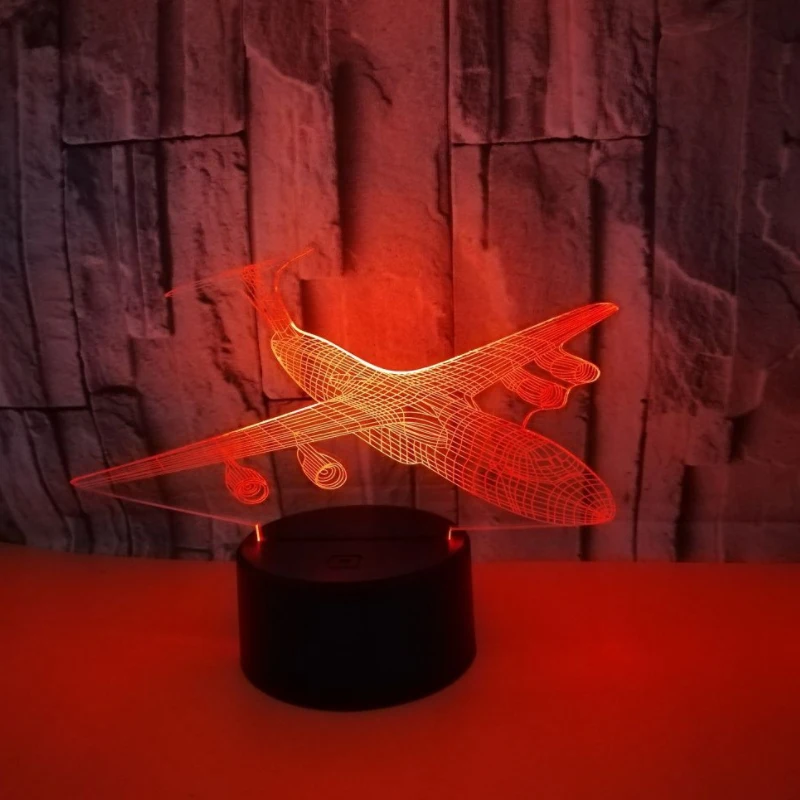 Светодиодный 3d-ночник самолет с 7 цветами света для украшения дома лампа потрясающая визуализация Оптическая иллюзия
