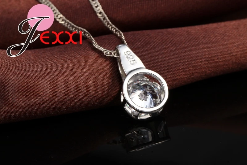

Trendy Fashion Simple 925 Sterling Silver Big Zirconia CZ Circle Drop Necklace For Women Best Gift Elegant Jewelry