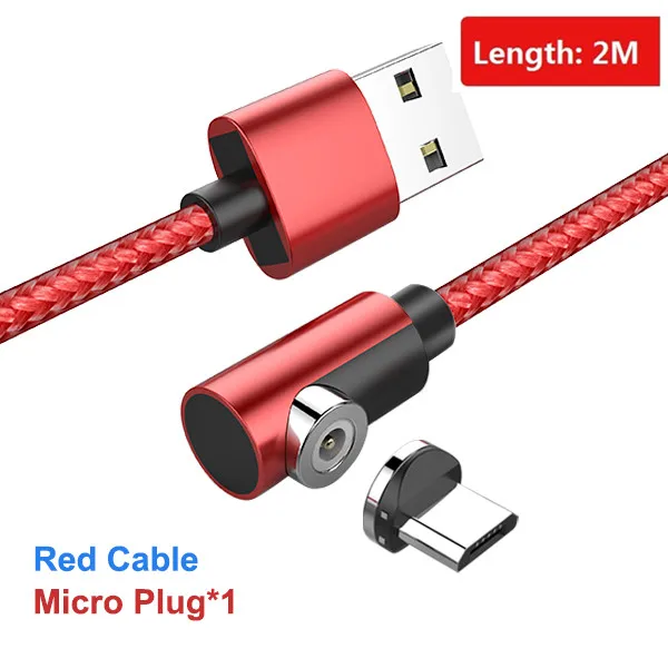 For Micro Red 2M ACCEZZ Магнитный кабель Micro usb type C для iPhone X XS MAX XR 8 Магнитная Зарядка для samsung S10 Быстрая зарядка телефонный кабель шнур 2 м - Цвет: For Micro Red 2M