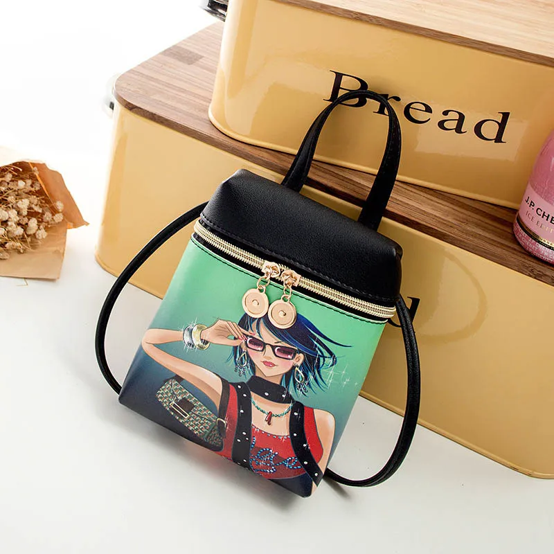 Изысканная Женская милая сумка мессенджер с рисунком из мультфильма на плечо