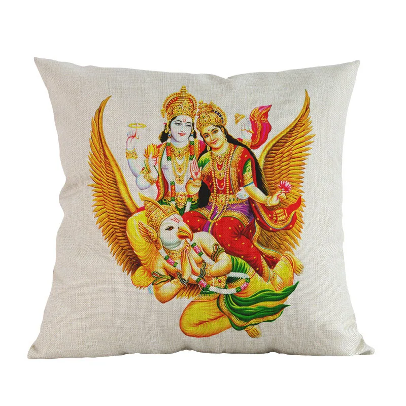 Hinduism God Ganesha Vishnu Shiva Hanuman буддистский льняной чехол для подушки для дома, дивана, религиозного украшения - Цвет: D