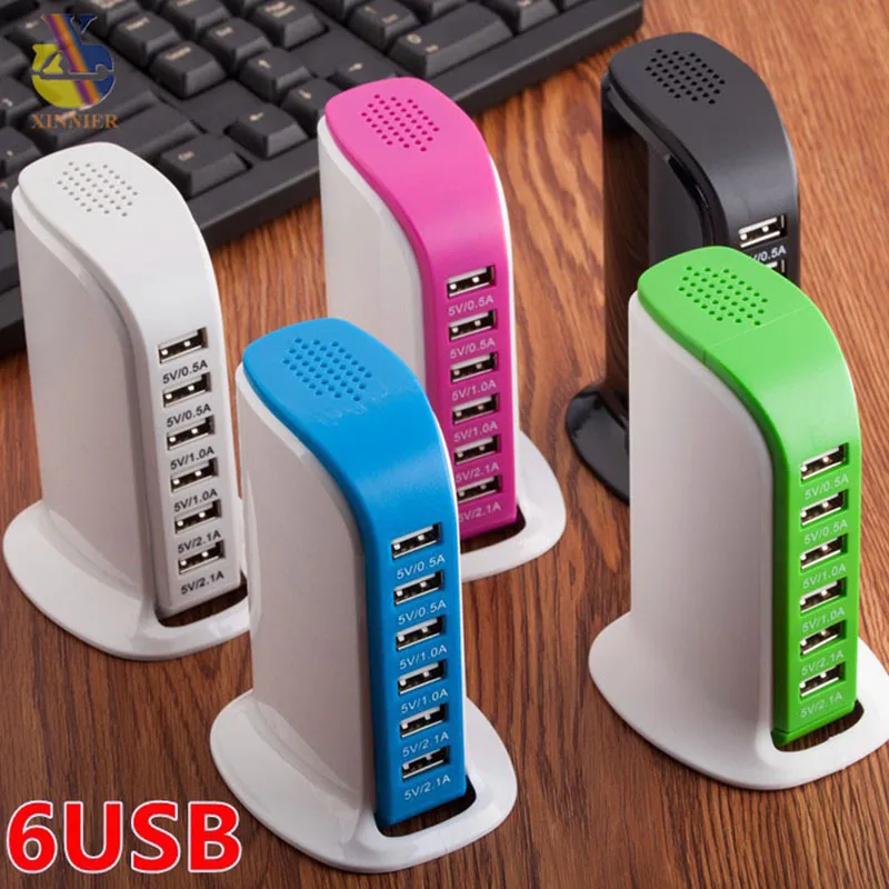 Универсальный Мульти 6 Порты и разъёмы быстрая usb-хаб Зарядное устройство быстрой зарядки док-станция с несколькими Путешествия адаптер розетки США ЕС штепсельная вилка британского стандарта
