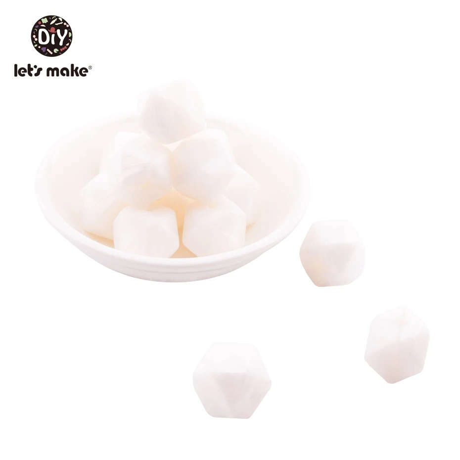 22 Let'S Make 20Pc 14Mm Hexagon Silicone Teether Beads Baby Tiny Rod Multifaced Baby Teething Toy Beaded Silicon Baby Teether Toy - Цвет: 22