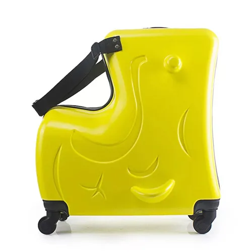 yellow KLQDZMS милый мультфильм детей прокатки чемодан Спиннер колеса Многофункциональный тележка детская сумка для детей - Цвет: yellow