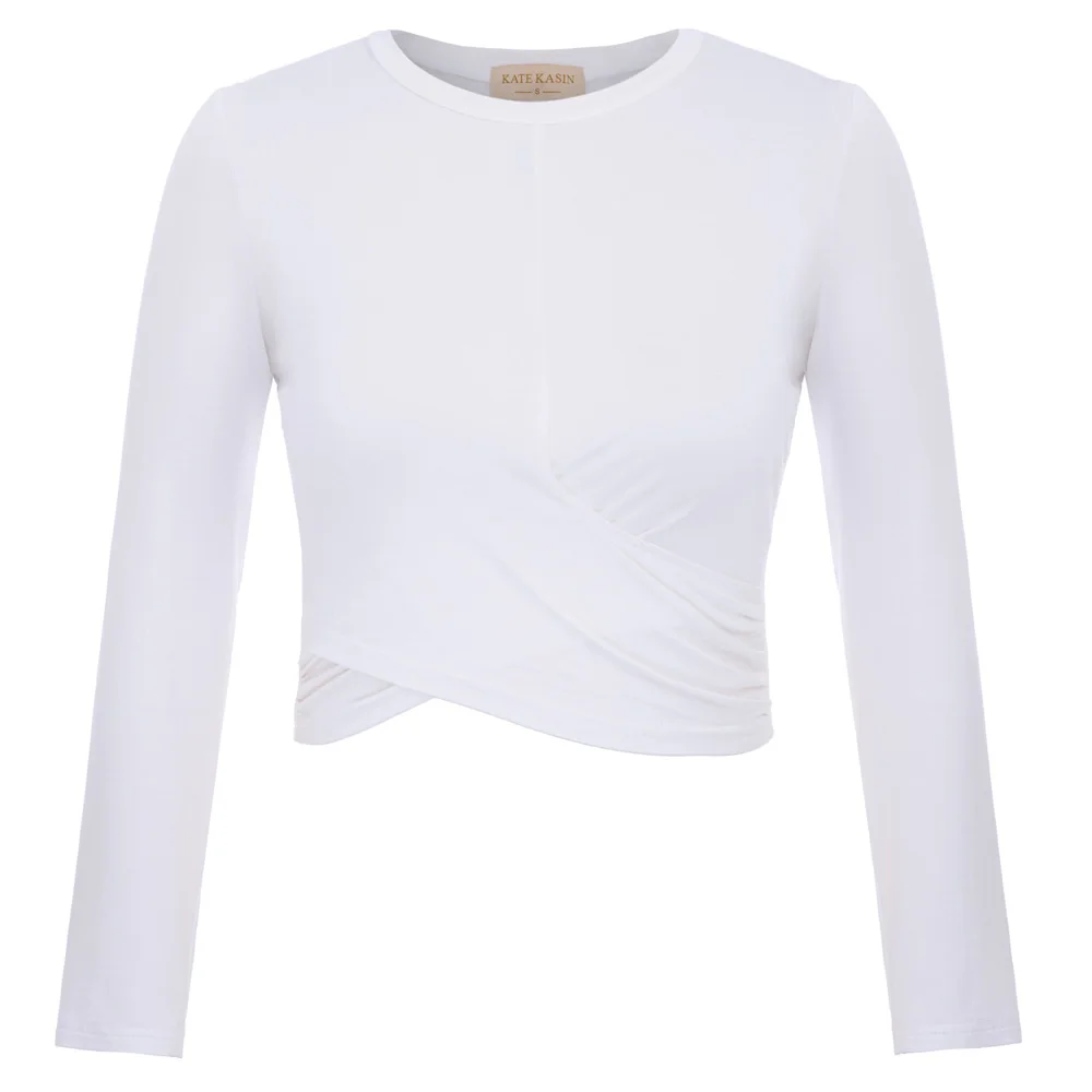 РАСПРОДАЖА ЖЕНСКИЙ базовый с коротким рукавом Круглый вырез обрезанная длина