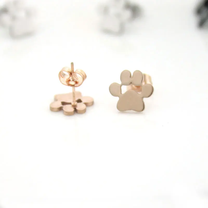 Женские серьги гвоздики из нержавеющей стали с принтом Собачья лапа|stud earrings|earrings