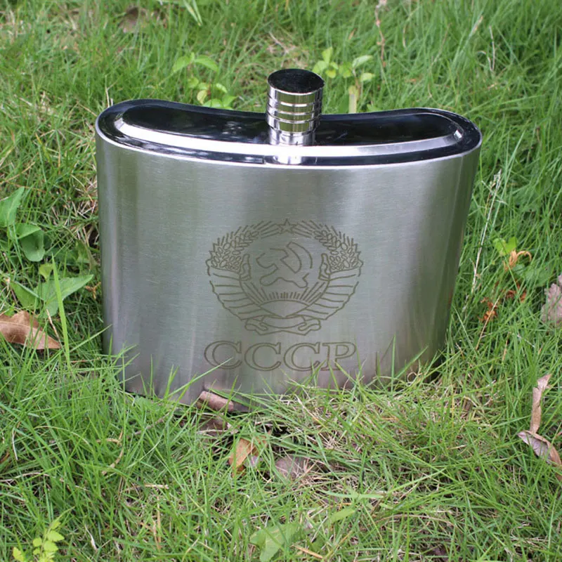 Русская 128 унций нержавеющая сталь большой емкости фляжка + Кожаная сумка Ликер