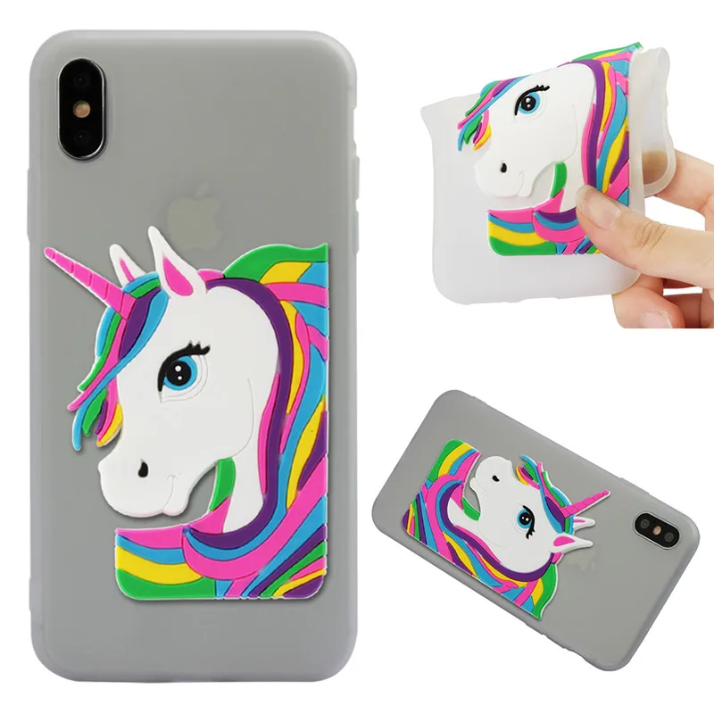 3D милый единорог мультфильм патч Телефон чехол для iphone 7 6 6s 8 plus карамельный цвет