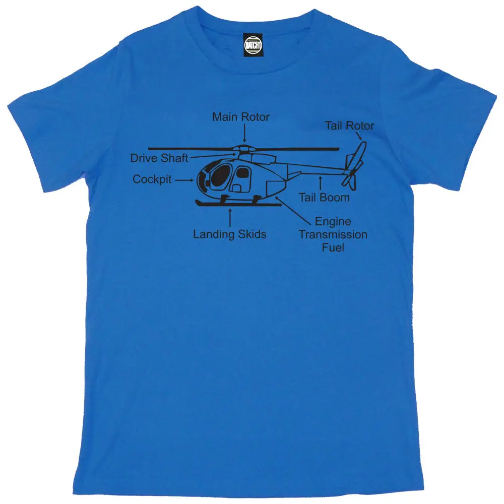 HELICOPTER DIAGRAM MENS PRINTED T-SHIRT New T Shirts Funny Tops Tee Unisex | Мужская одежда