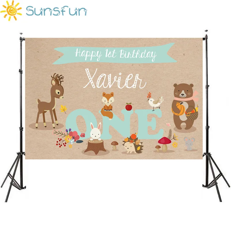 Sunsfun 7x5 футов виниловые Фото фоны животные лес мультфильм милый День рождения