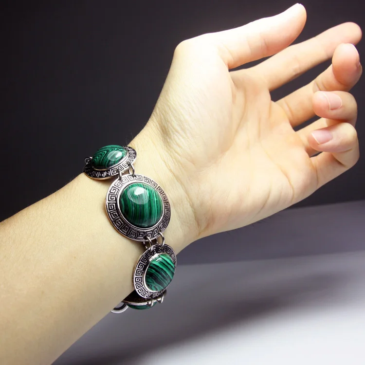 OCESRIO Ретро Винтаж ювелирные наборы зеленый малахитовый камень большой колье