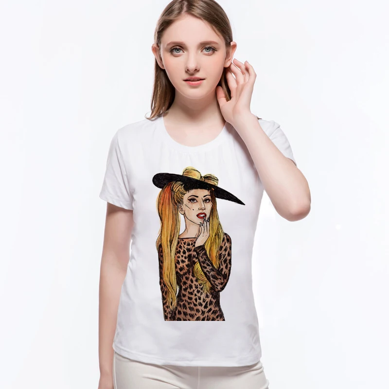 Мода Harajuku PunkT рубашка для девочек с принтом Озорной Девочки Leopard Леди Гага печати