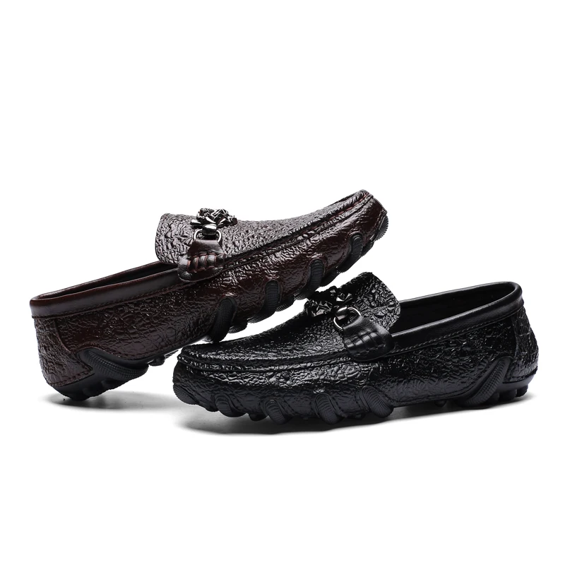 Men Genuine Leather loafer Club Loafer Casual shoes with metal decoration and Great Traction Octopus-like rubber outsole | Обувь