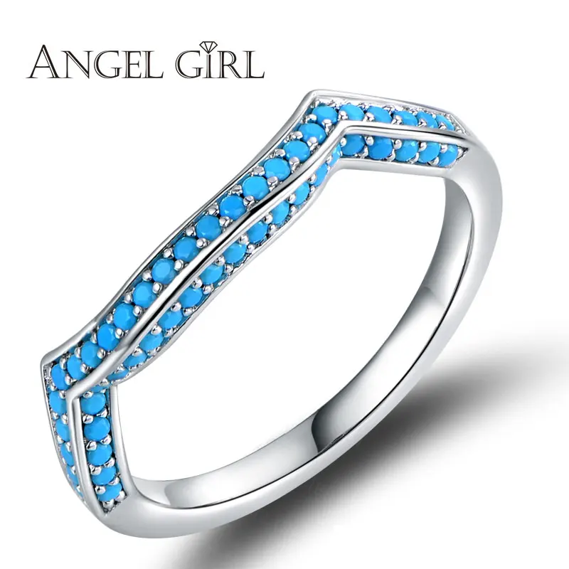 Angel Girl rodinum белое золото хорошее дизайнерское кольцо Вечность для женщин 2019 Синие
