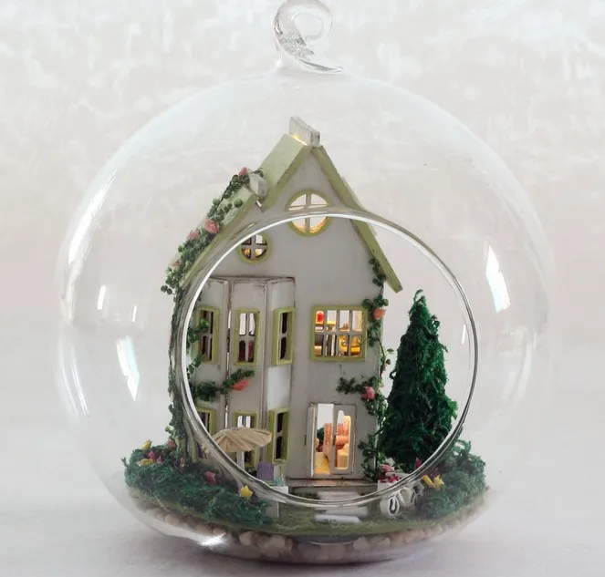 

Миниатюрный стеклянный кукольный домик в джунглях, 3 шт., для самостоятельной сборки, домашний стеклянный шар, ручной Кукольный дом со свето...