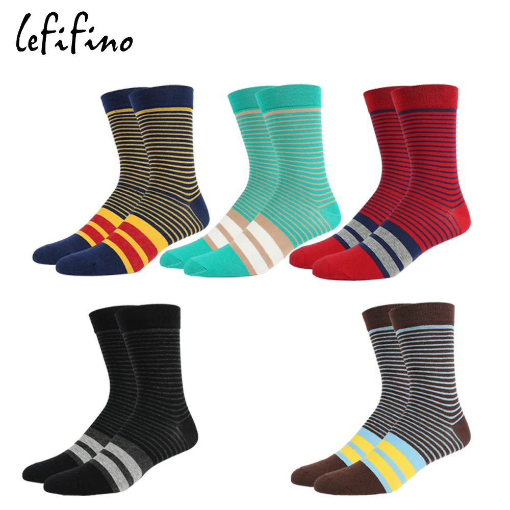 

Happy Mens Socks Male Colorful Funny Printing Pinstripe Spring Autumn Hit Color Socks Contrast Colour Dress Socks L14745