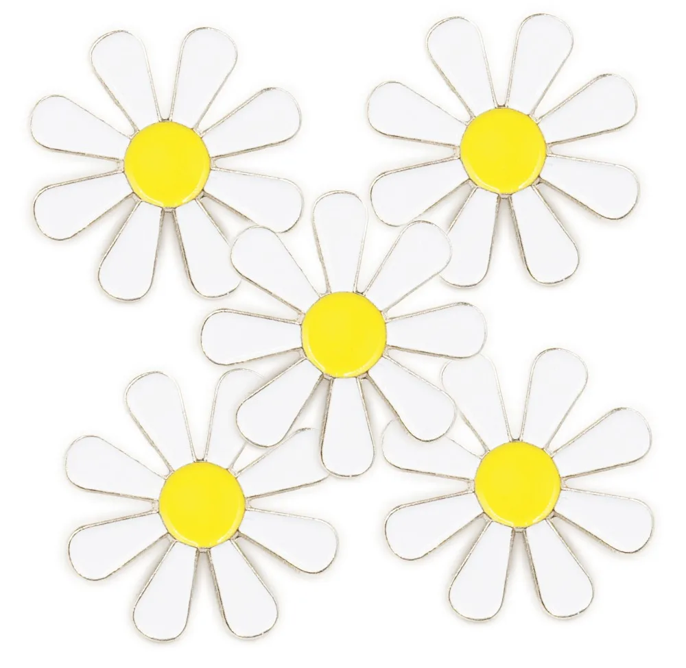 В партии 5 шт. хиппи Дейзи блестящий значок цветок Мощность знак мира вентиляторы