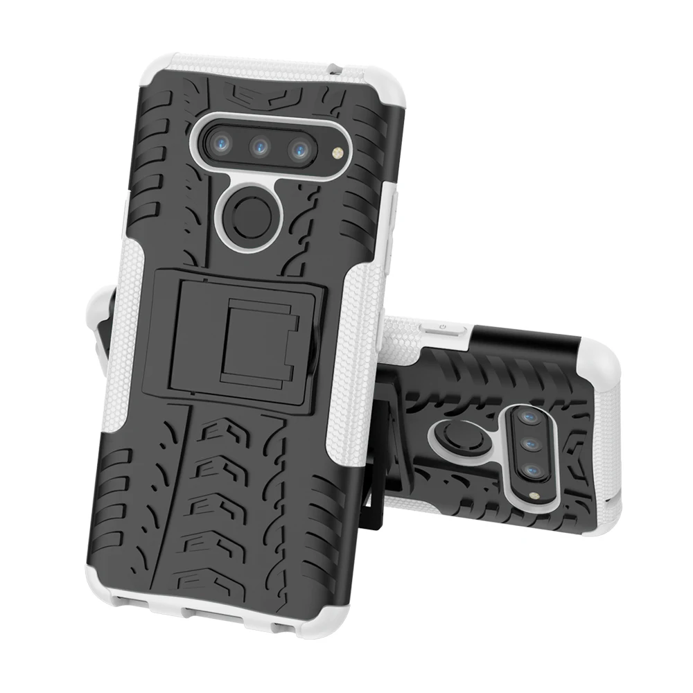 Shockproof Armor Phone Case Shell for LG V40 X Power 3 Anti Dust Bumper Cover Rugged Texture With Stand |