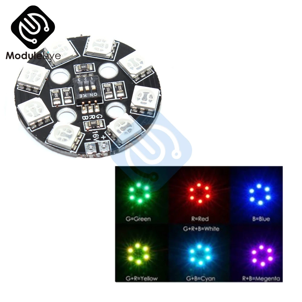 7 цветов RGB светодиодный круглая пластина 5050X8/16 V для Мультикоптер FPV RC F17710