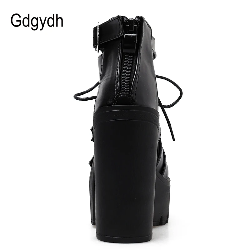 Женские туфли Gdgydh, черные босоножки на очень высоком каблуке и платформе, с пряжками, на весну/лето