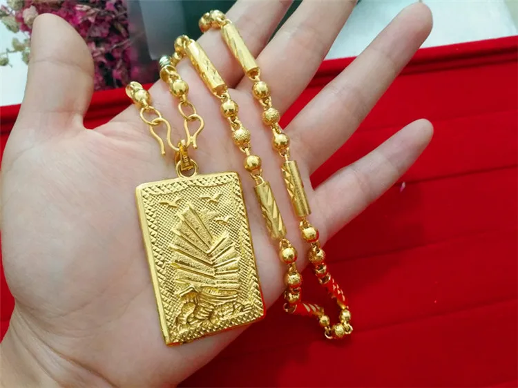 Новое Золотое ожерелье мужское золотое с имитацией золота 24K more Nansha долговечное