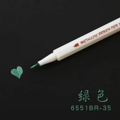 green 1 шт. металлическая перламутровая цветная мягкая кисть Ручка Caligraphy ручка цветной знак ручка декоративная граффити альбом ручка для рисования студенческие принадлежности - Цвет: green