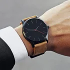 Мужские спортивные часы, армейские кварцевые наручные часы с кожаным ремешком, 2021