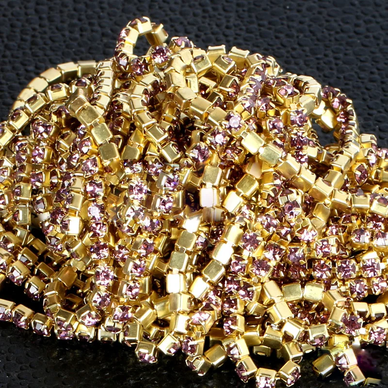 

Аметистовые Стразы, кристаллы всех размеров SS6,8,10,12, 10 м, цепочка для украшения женской одежды