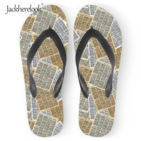 HX387AB-N Jackherelook/женские летние милые Вьетнамки; повседневные винтажные шлепанцы с газетным дизайном для женщин; женские пляжные сандалии для дома и бассейна - Цвет: HX387AB-N