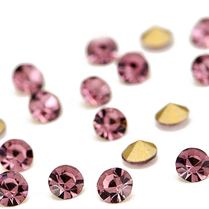 Light Amethyst DIY Round Glass Pointback Rhinestones Nail Art Strass Crystals Stones Wedding Dress Clothing Crafts Decoration | Дом и сад