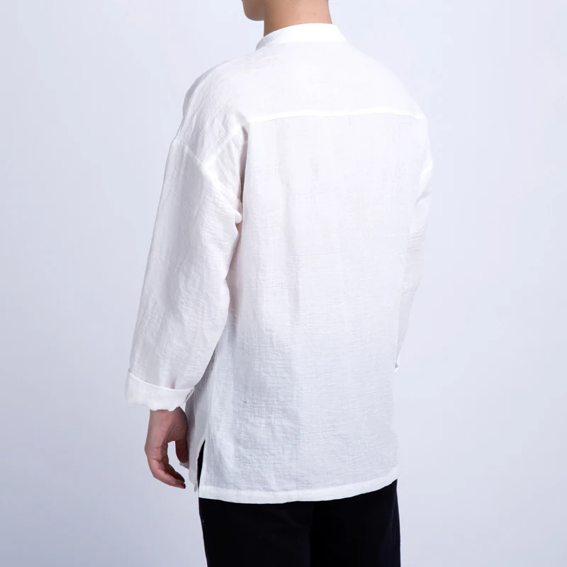 Новинка хлопковые одноцветные рубашки с длинным рукавом в китайском стиле