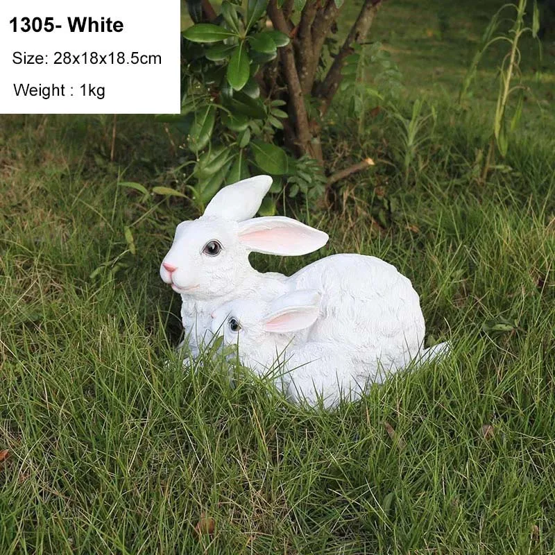 1305-White Милый Искусственный Кролик, украшение для дома, гостиной, украшения для сада, газон, кролик, скульптура, ремесла, миниатюрные фигурки животных, подарок - Цвет: 1305-White