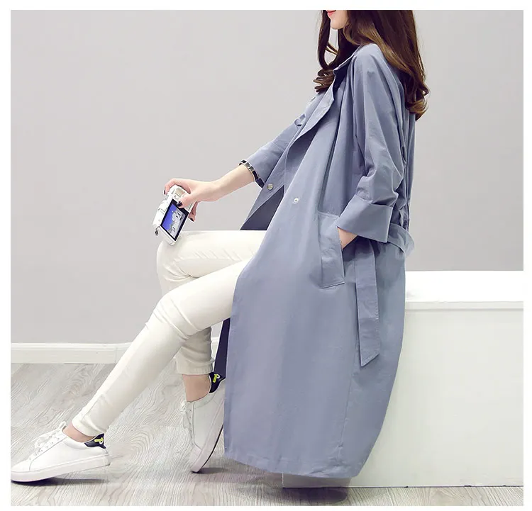 Новинка 2020 женская модная универсальная тонкая двубортная Длинная ветровка