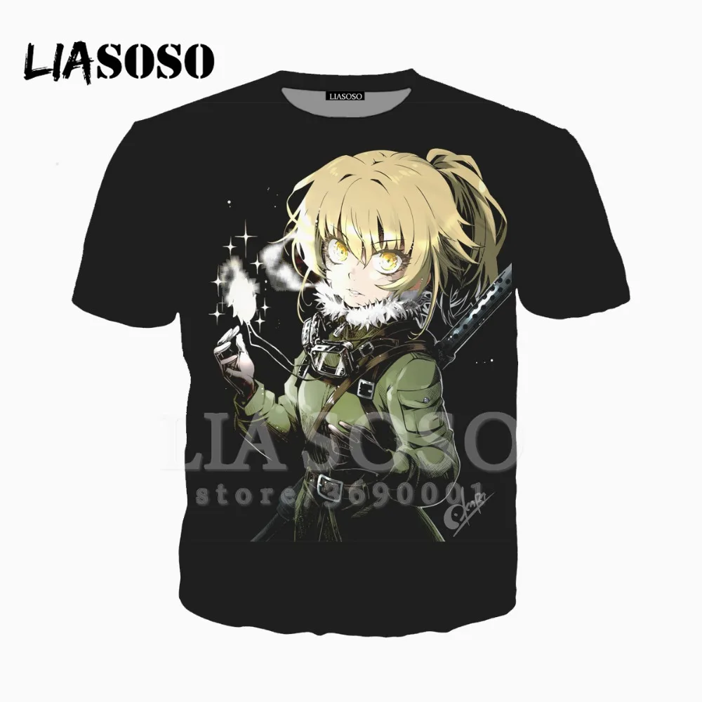 Женская и мужская футболка с 3D принтом LIASOSO Youjo Senki Tanya Degurechaff летняя повседневная в