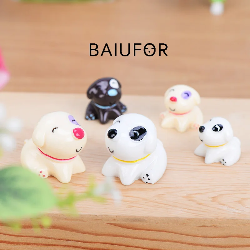 3 шт. BAIUFOR Miniatures сидящий щенок милая собака брелок материал Террариум фигурки DIY