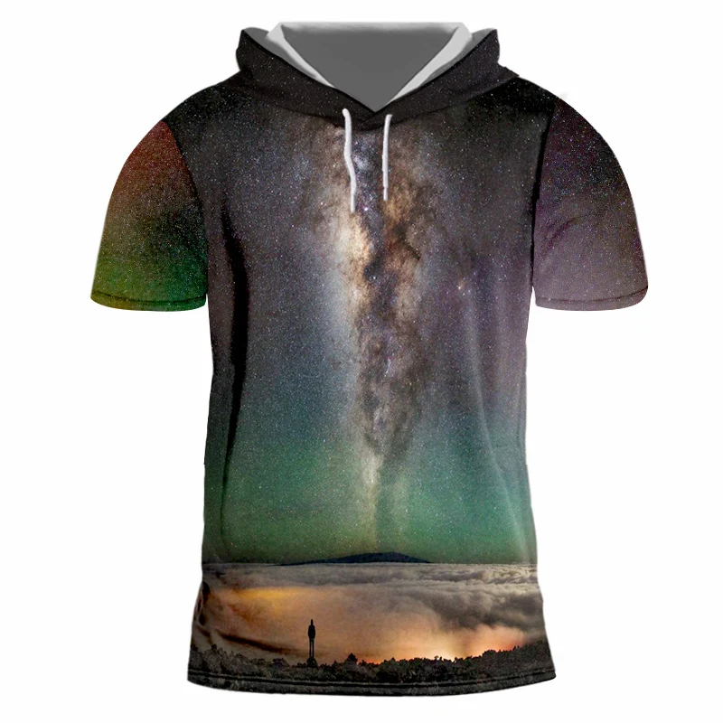 OGKB Мужская футболка с капюшоном новый летний топ принтом для ночного осени 3d