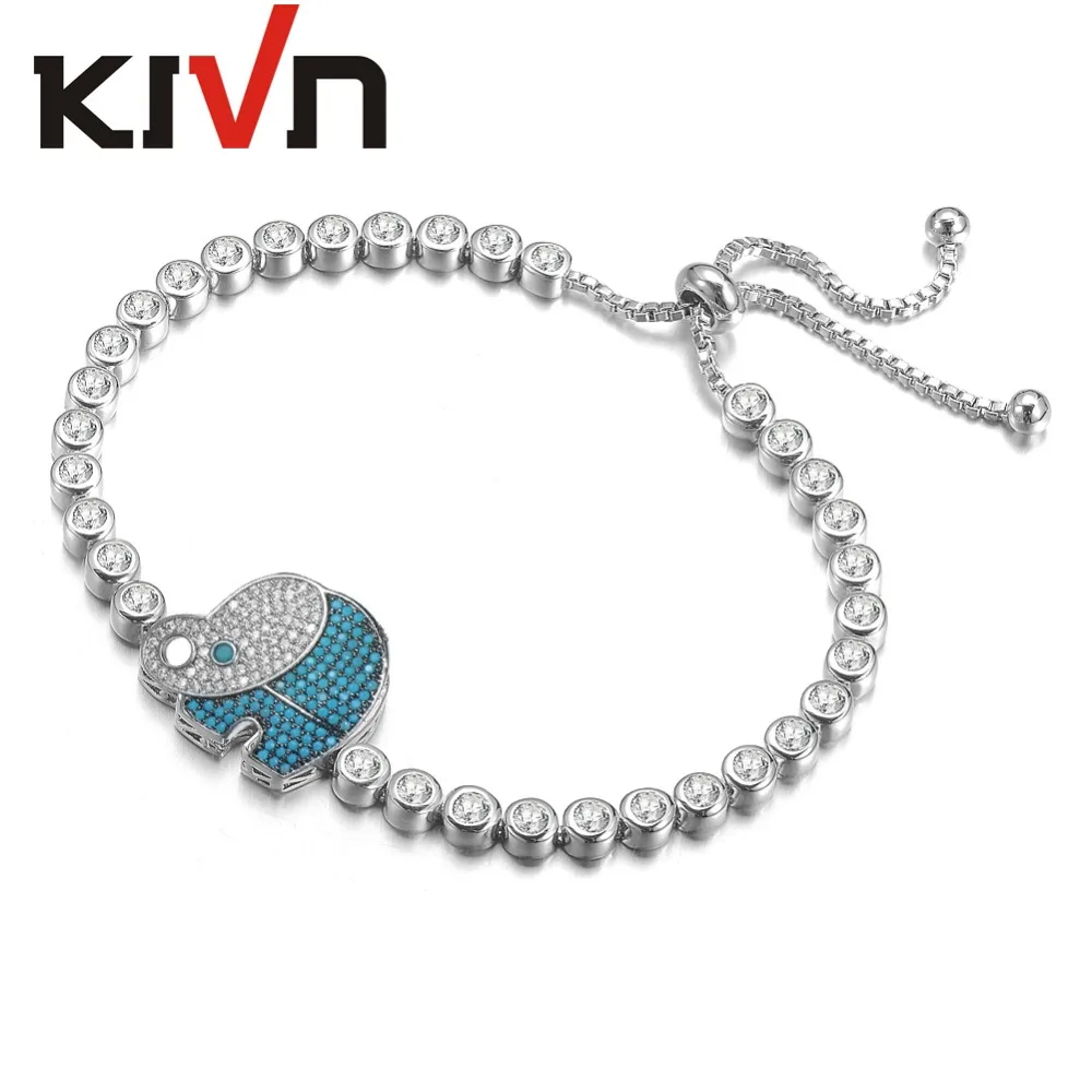 Регулируемый браслет со слоном и фианитами 10 шт./партия | Украшения аксессуары