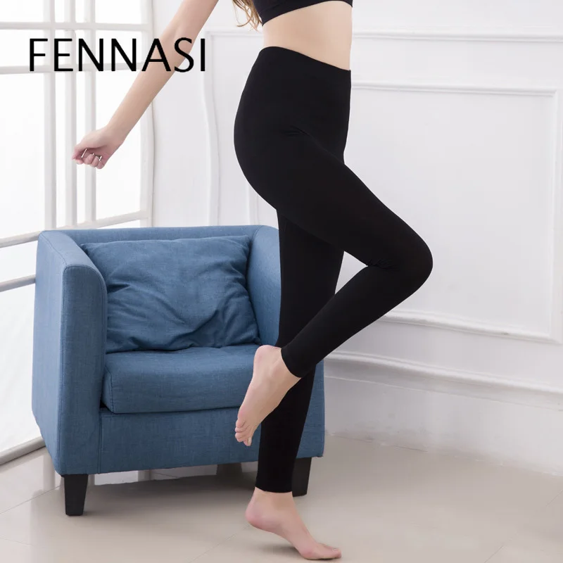 FENNASI Women's Leggings Winter Warm Candy Color Lady Leggings Plus Size High Elastic Pants Push Up Leggings Fitness Trousers