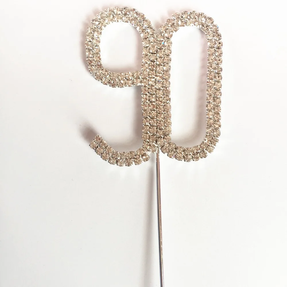 Счастливый 90 й день рождения торт кекс Топ Топпер 5 см горный хрусталь номер