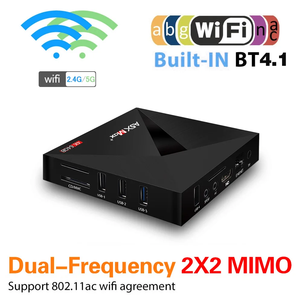 A5X MAX Smart Android 9 0 tv Box 4K HD RK3318 четырехъядерный медиаплеер Поддержка 2 4G WiFi Bluetooth 4 100M LAN