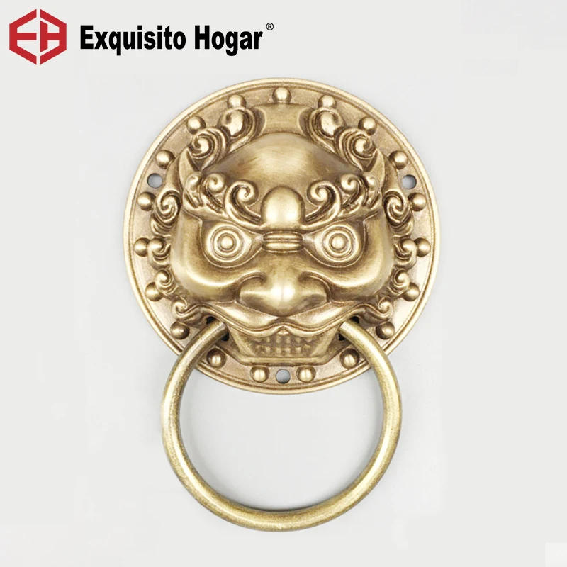 

Antique Copper Lion Head Door Handle Door Knocker Furniture Decorative Buckle Ring Retro Tiger Handle