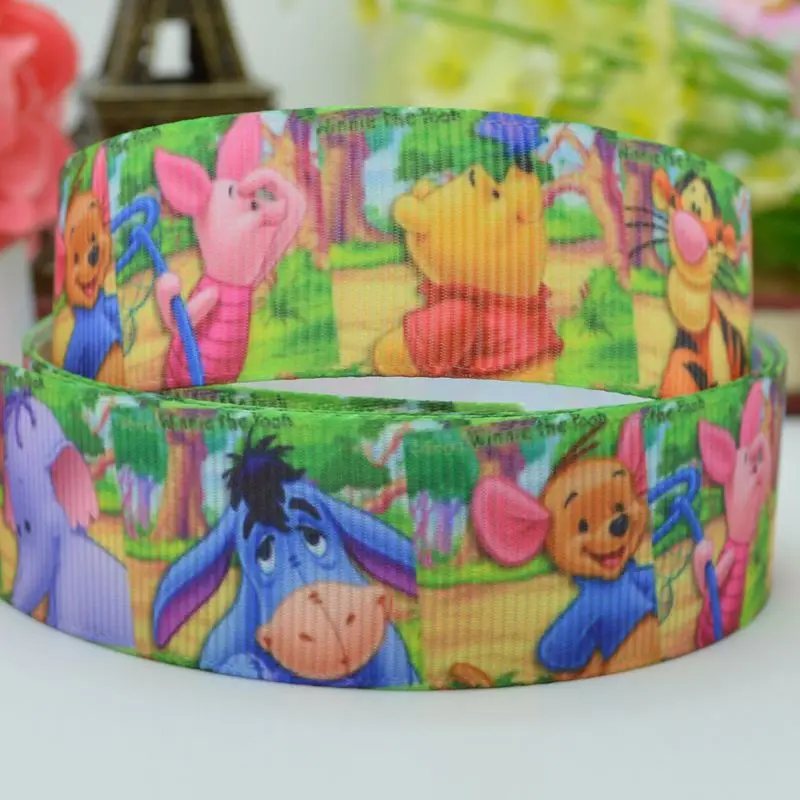 DUWES 7/8 &quot22 мм 2 5 10 20 50 ярдов Винни мишки печатных grosgrain ленты волос лук DIY ручной