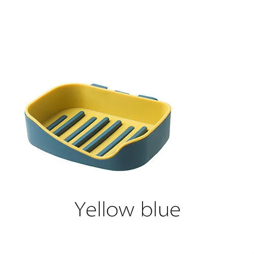 Yellow blue Аксессуары для ванной, душа мыло коробка с двойным дном настенный подвесной для хранения поднос плиты держатель Чехол контейнер высокого качества Органайзеры - Цвет: Yellow blue