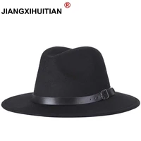 free shipping 2020 new fashion men fedoras womens fashion jazz hat summer spring black woolen blend cap outdoor casual hat x xl