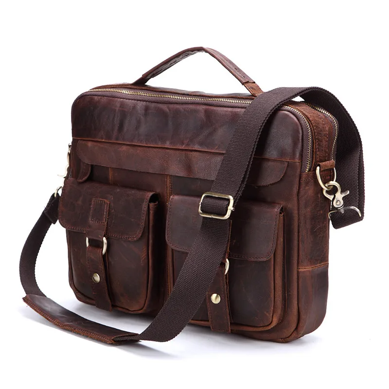 Сумка мессенджер Nesitu Мужская винтажная из натуральной кожи|leather men messenger bag|shoulder