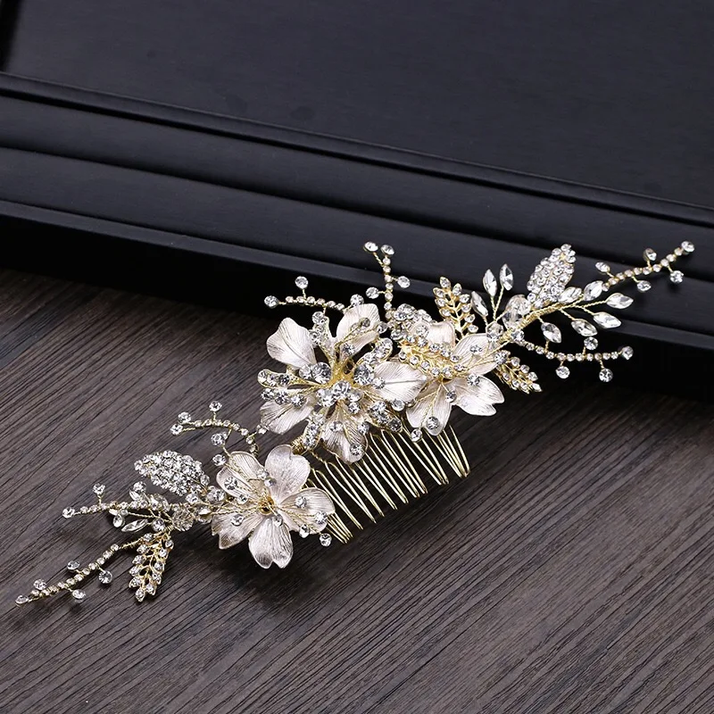 Ручной работы золото  серебро Кристалл расческа для волос свадьбы аксессуары