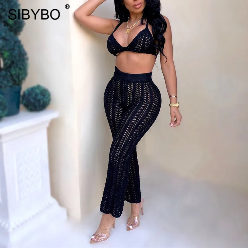 Женский трикотажный комплект из двух предметов Sibybo летний укороченный топ с