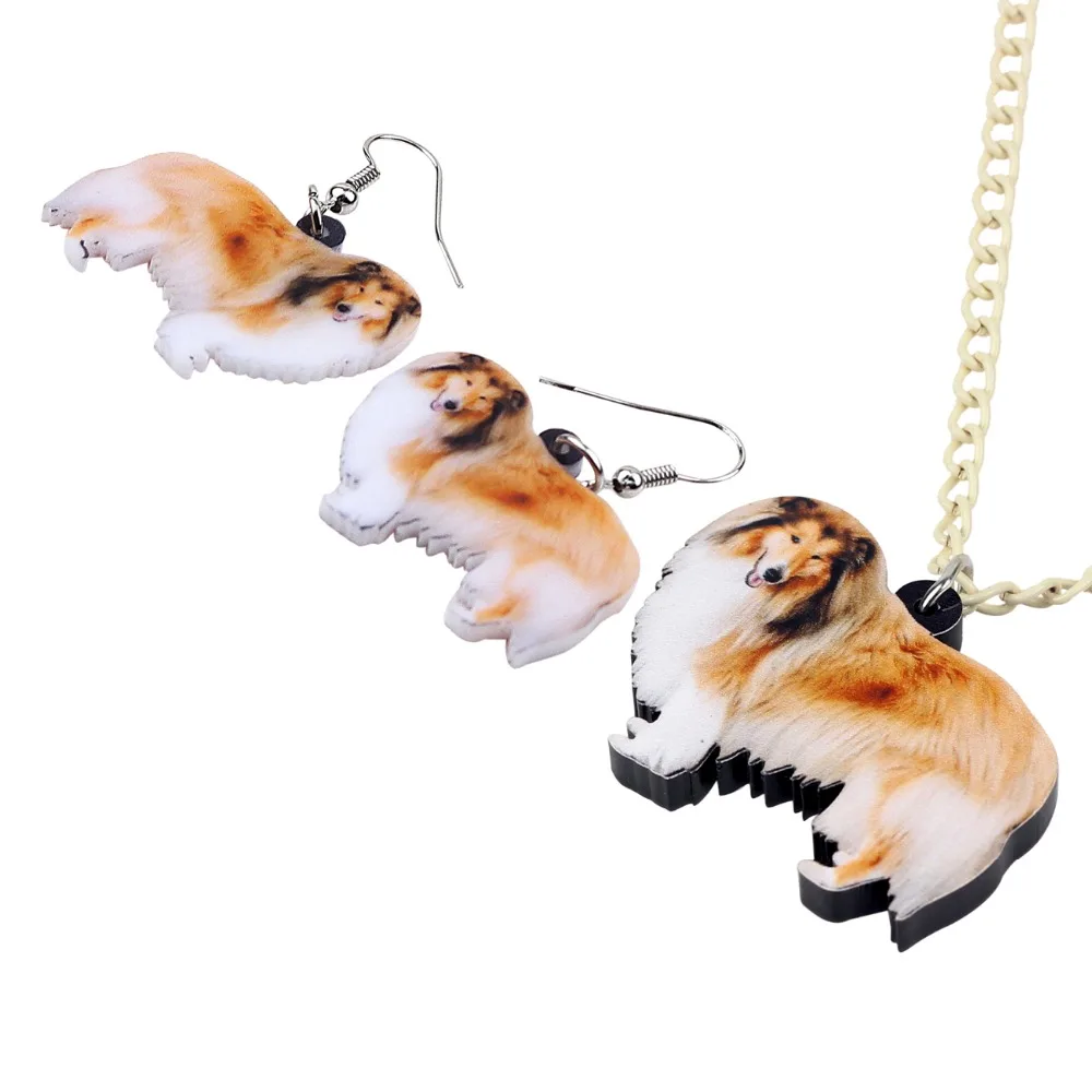 Ожерелье и воротник WEVENI из акрила счастливый колли шелти овчарка серьги с