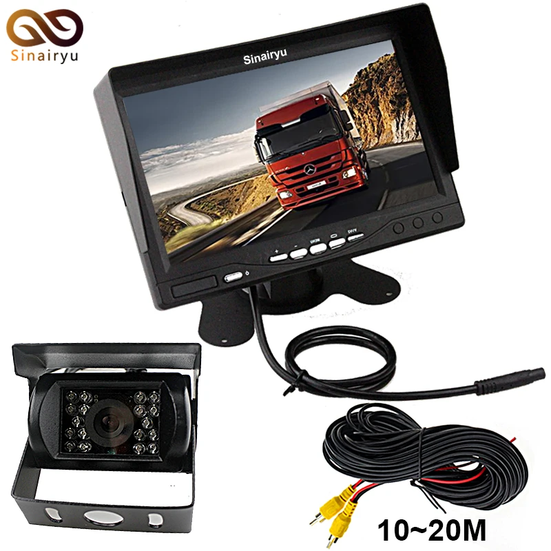 Sinairy DC 12V-24V 7 Inch TFT LCD Car Monitor IR Night Vision CCD Rear View Camera For Vehicle Truck Van Caravan Trailers Camper |